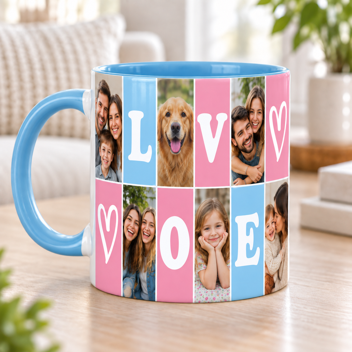 Blue inner and handle 11 oz custom photo mug