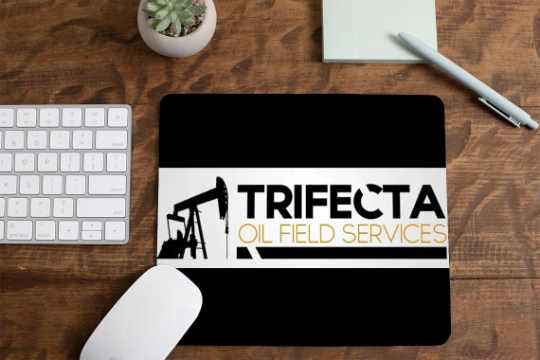 100 Custom mousepads - add your own logo, image, collage, text or artwork - 1/4 in thick - Trifecta Oilfield Services