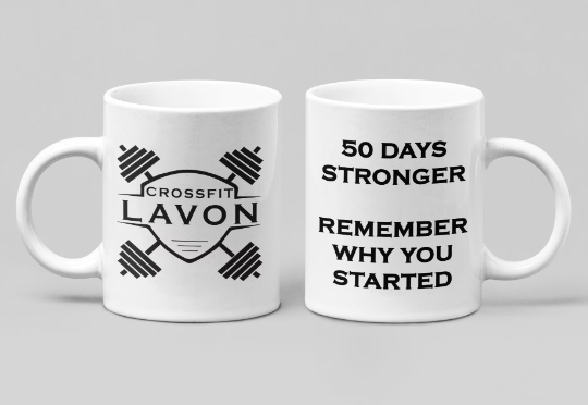 24 Personalized 11oz Custom Ceramic coffee or tea mugs - customize with your pictures, text, logos or text - Crossfit Mugs
