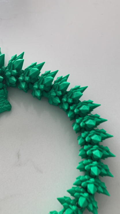 3d printed dragon 19in long green color