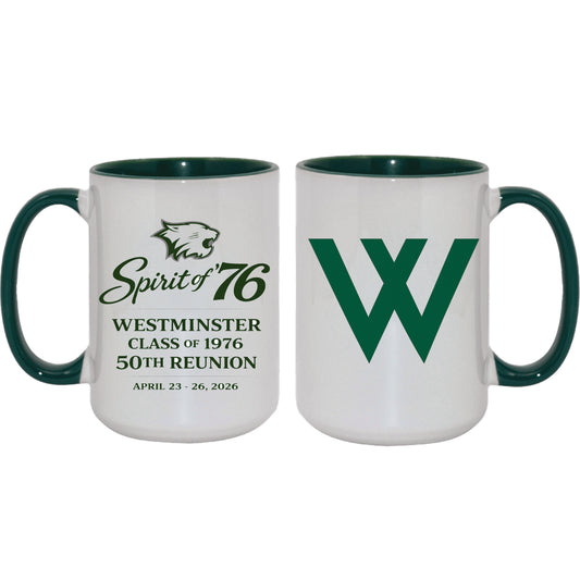 15oz ceramic coffee mug with dark green inner and handle - qty 125