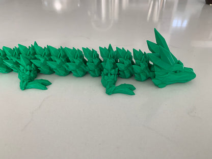 3d printed dragon 19in long green color