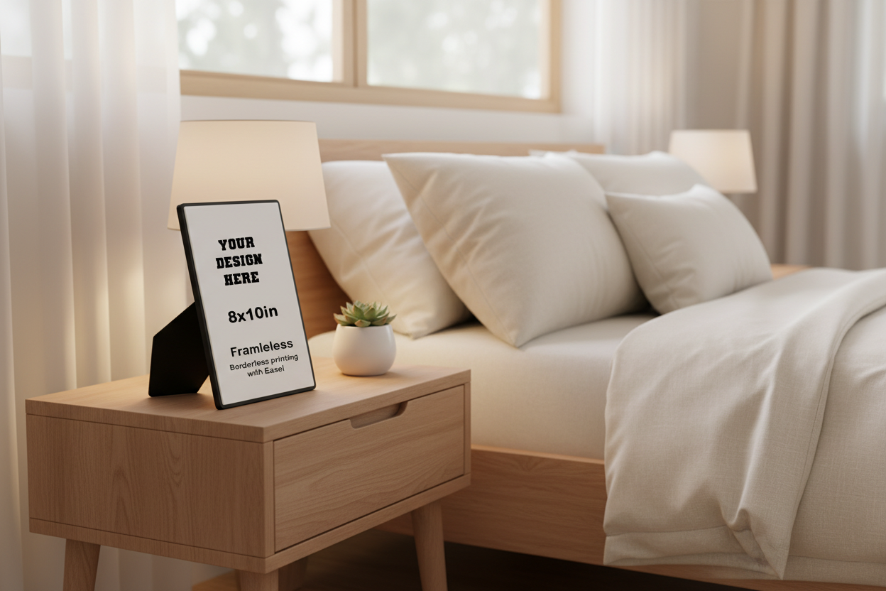 Custom Picture frame borderless printing with easel size 8x10in