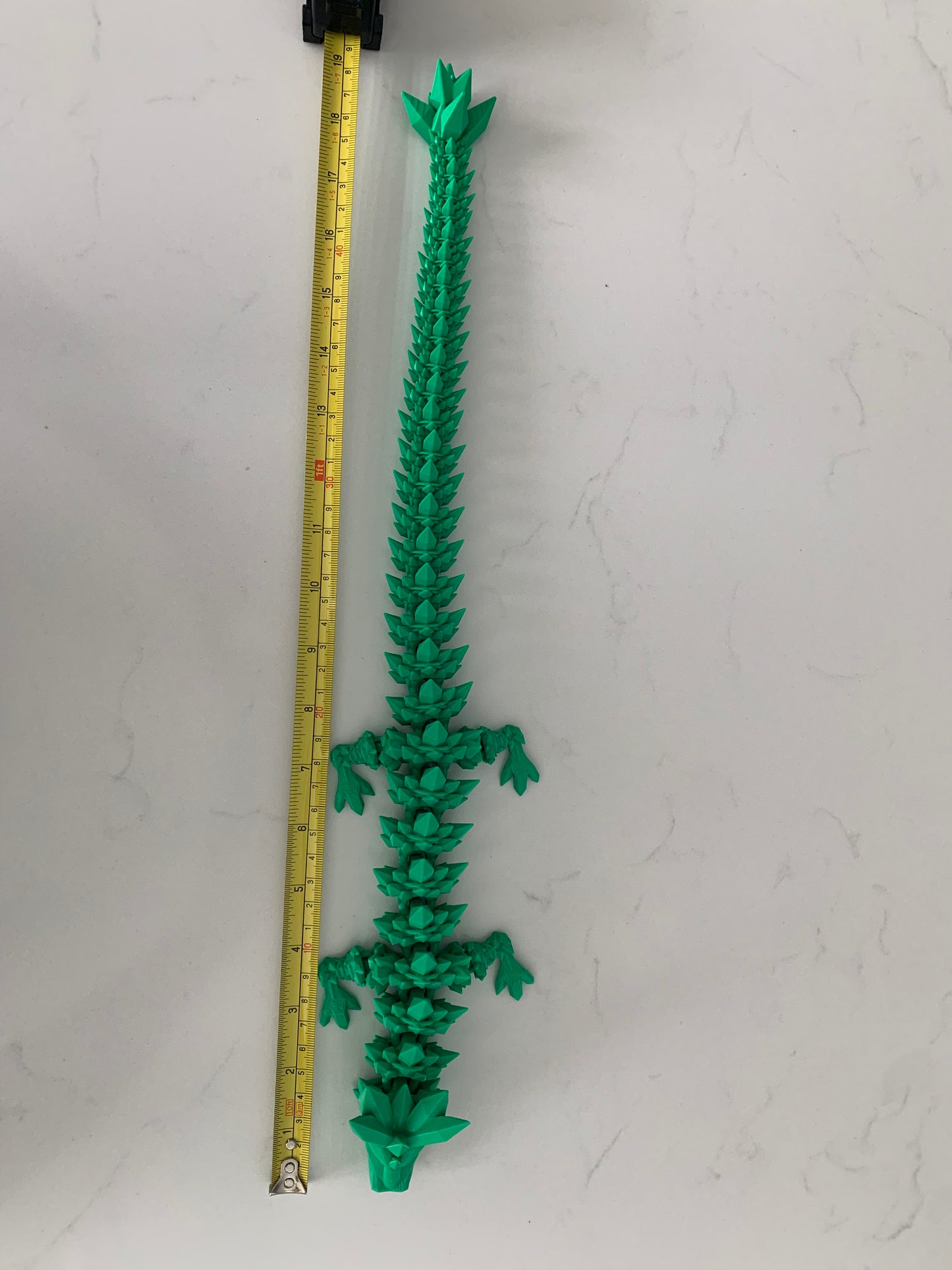 3d printed dragon 19in long green color