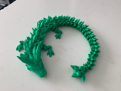 3d printed dragon 19in long green color