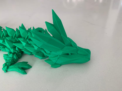 3d printed dragon 19in long green color