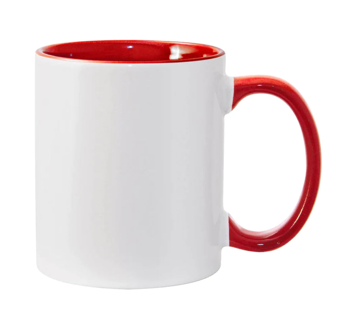 11oz  inner and color handle ceramic sublimation mug blanks - 6mugs with Styrofoam and white boxes