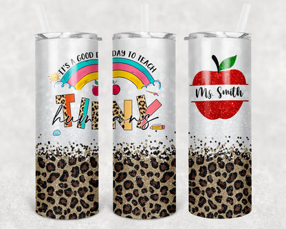 Personalized 20oz Stainless Steel Tumblers with Metal Straw & Rubber Bottom for Teachers - Teacher gifts