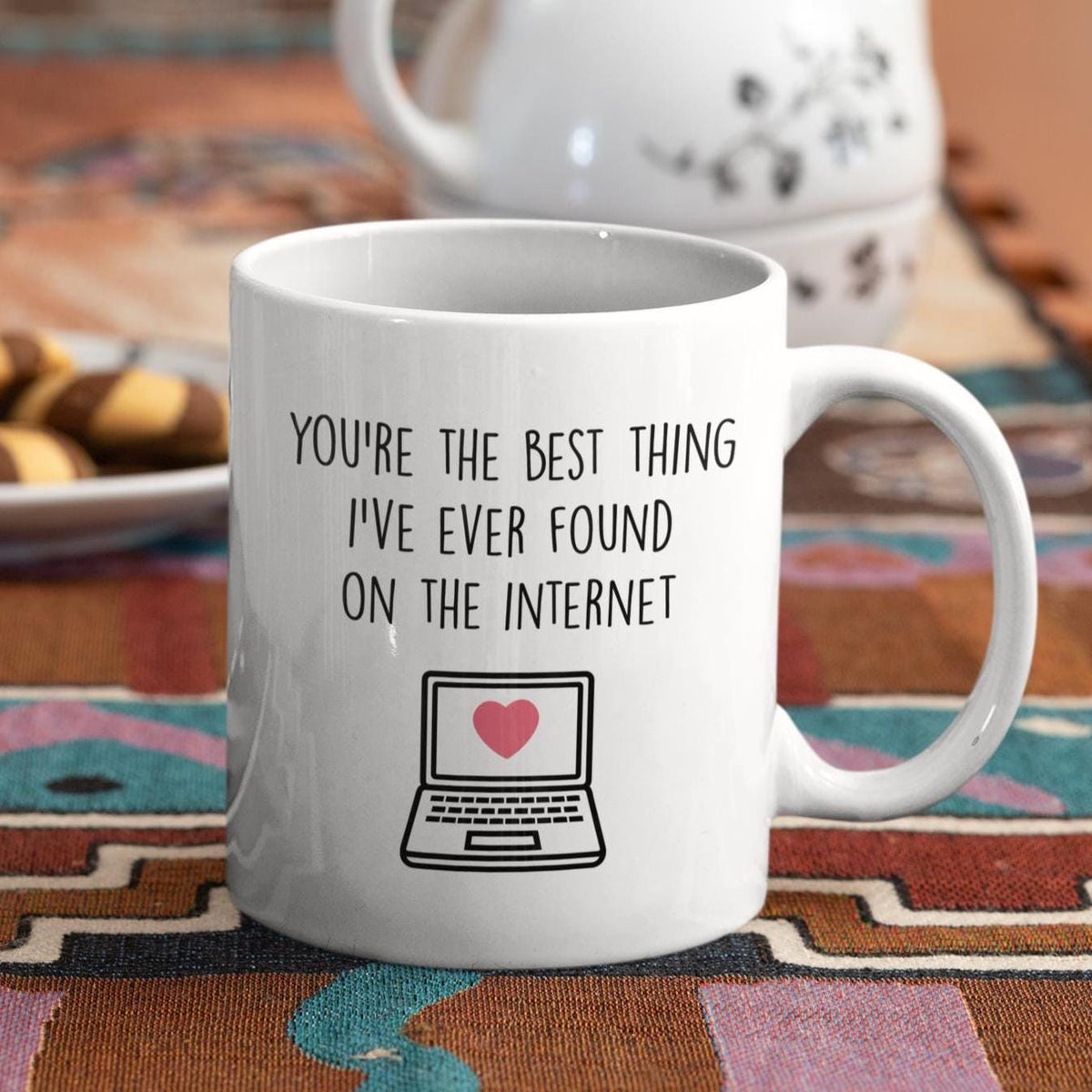 Funny romantic internet quote mug with black accent