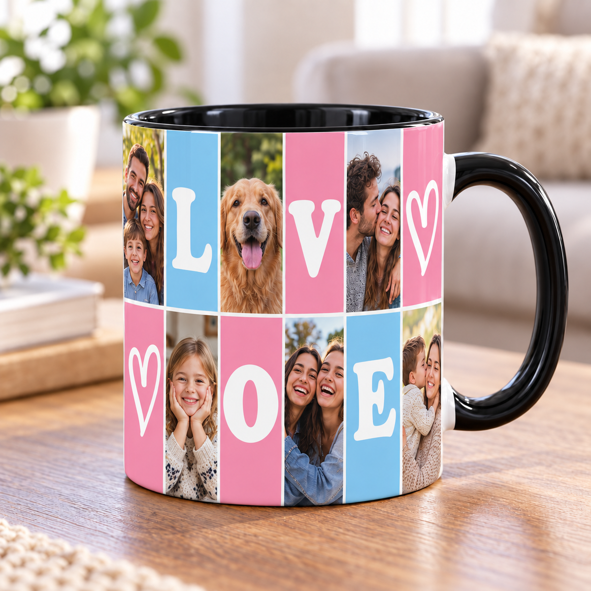 Black inner and handle 11 oz custom photo mug