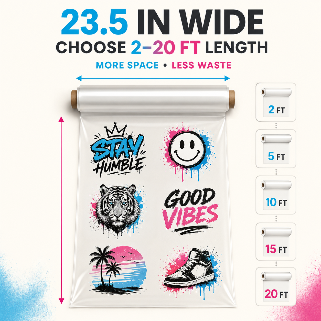 Custom 23.5-inch wide DTF gang sheet length size guide