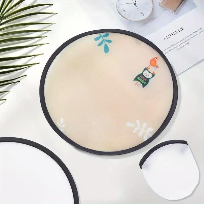 Round collapsible hand fan personalized with custom illustration