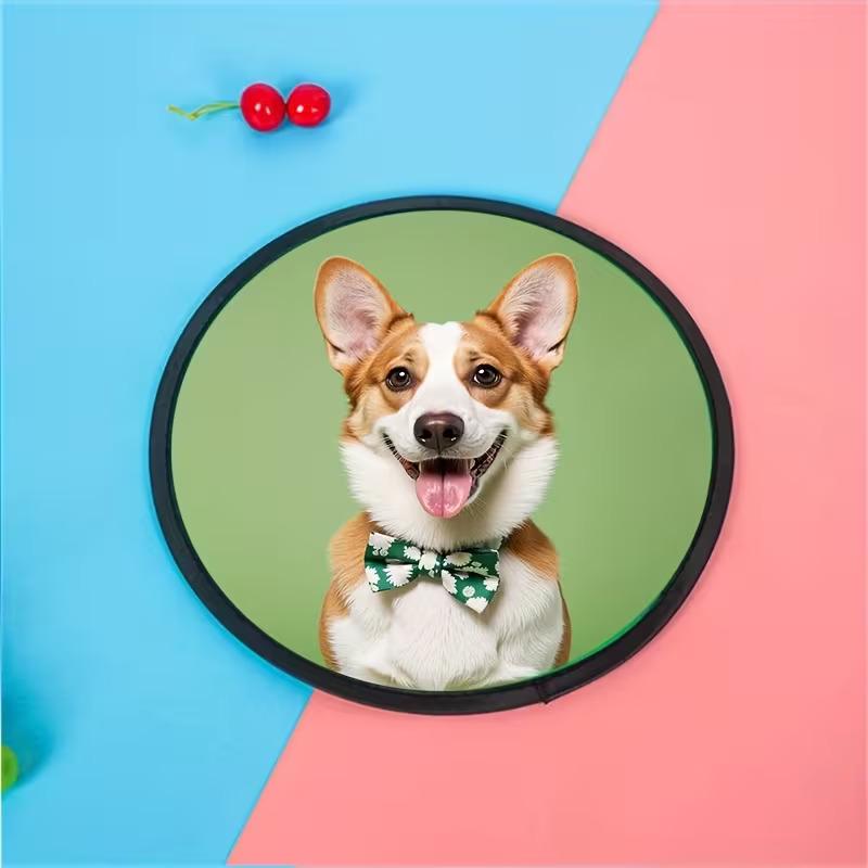 Personalized round foldable hand fan with custom pet photo