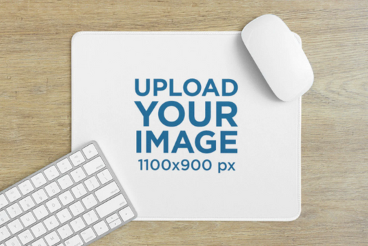 Personalized mousepad with white stitched edges - add your own design logo or artwork or pictures 9.25in x 7.75in - 1/8 in thick