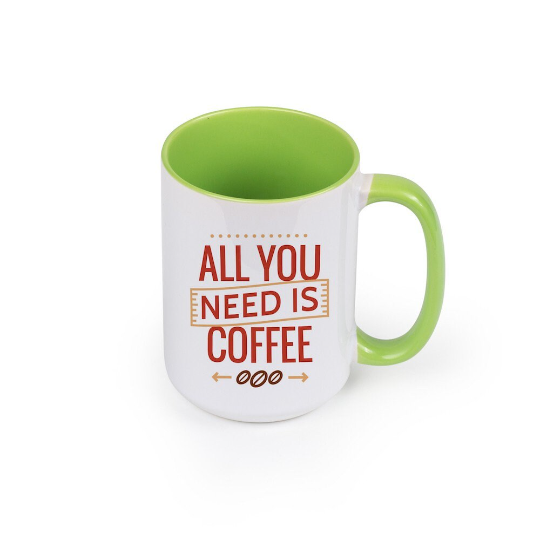 15oz Personalized ceramic coffee or tea mug with colored inner and handle Maroon - add your design - full color up to full wrap