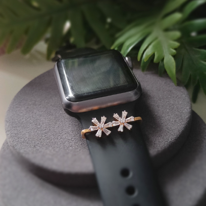 Smart watch slider - 925 sterling silver - Dual Floret Slider design - Gold Color (watch not included)