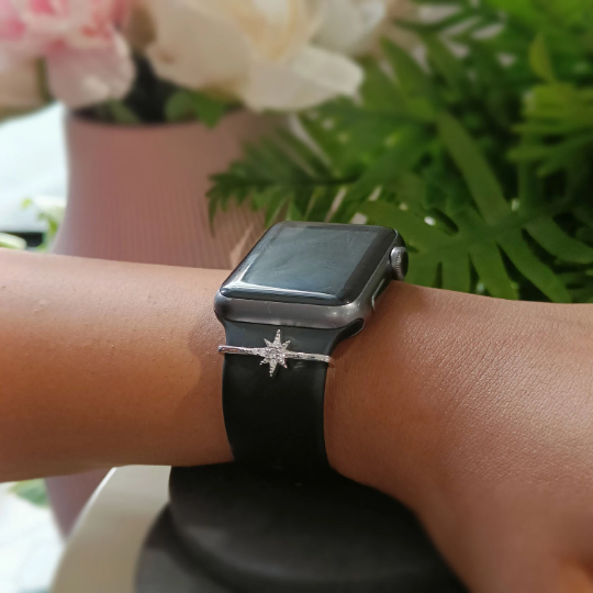 Smart watch slider - 925 sterling silver - Star Burst Slider design - Silver Color (watch not included) perfect gift for all