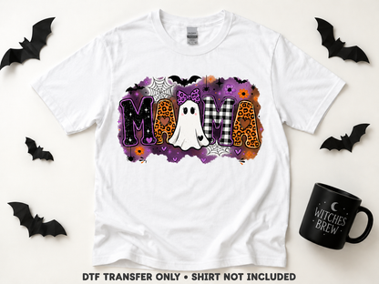 Ghost Mama — Leopard & Gingham transfer styling mockup — shirt not included