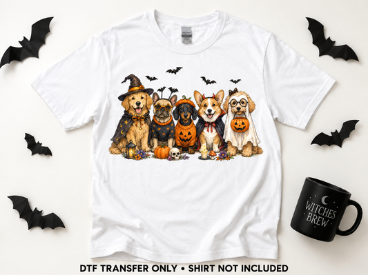 Halloween Dogs — Costume Crew transfer styling mockup — shirt not included