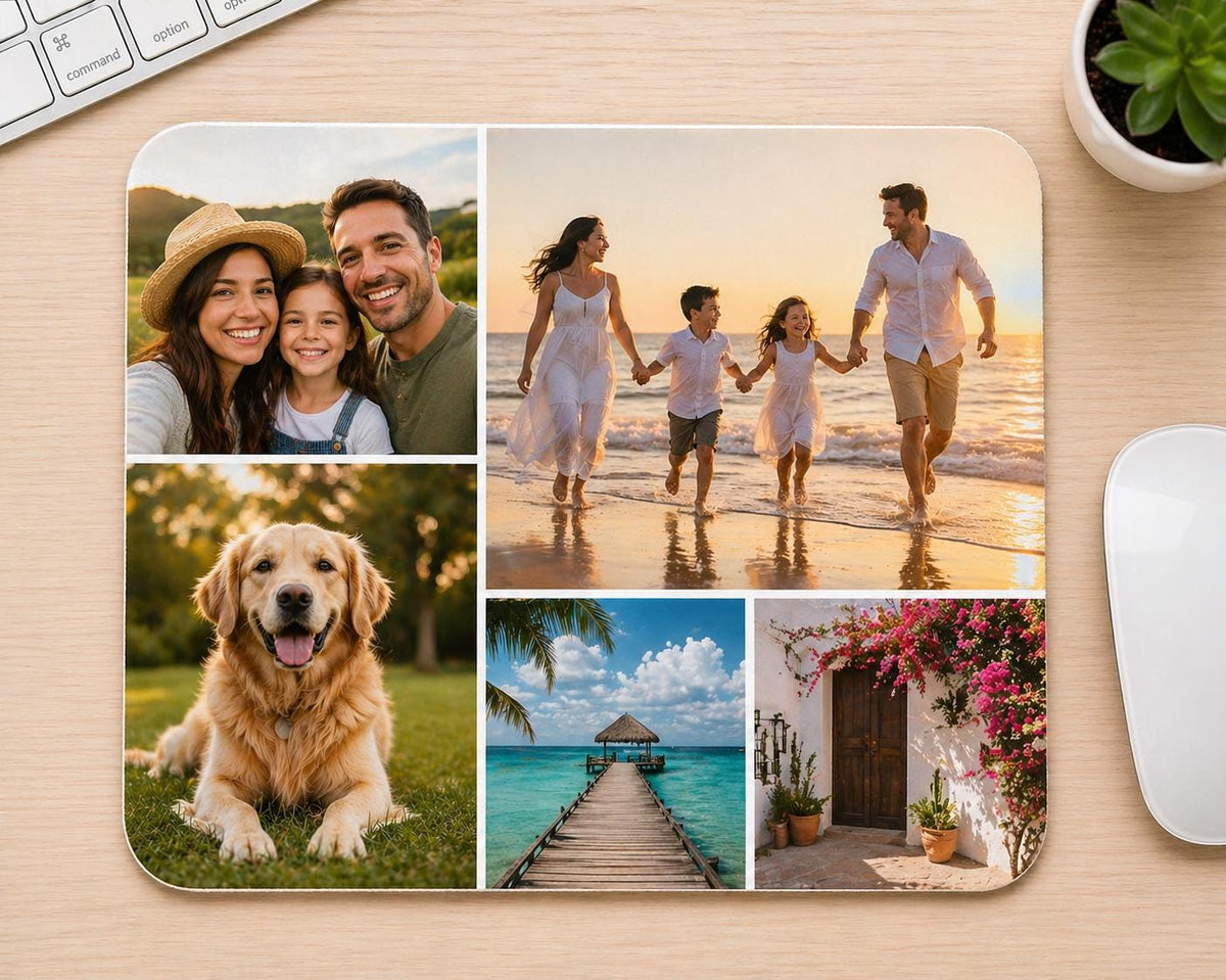 Personalized hero gallery of five photo mousepad