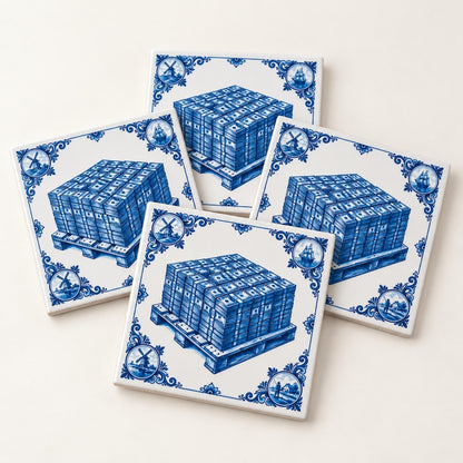 Four Dutch blue pallet of cash tiles