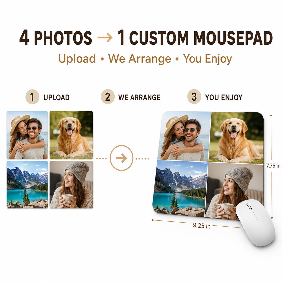 Four photos arranged into one personalized mousepad
