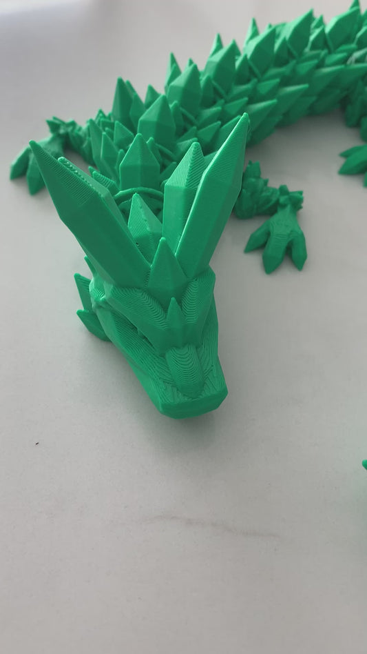 3d printed dragon 19in long green color