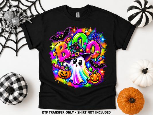Rainbow Boo — Cute Halloween Ghost transfer styling mockup — shirt not included
