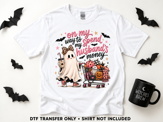 Shopping Ghost — Husband’s Money transfer styling mockup — shirt not included