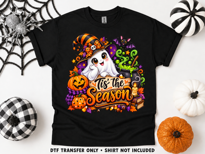 Tis the Season — Cute Witch Ghost transfer styling mockup — shirt not included