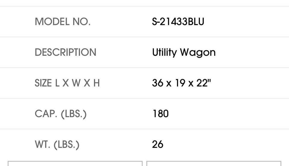 Uline utility wagon blue color - 36" x 22" x 29"