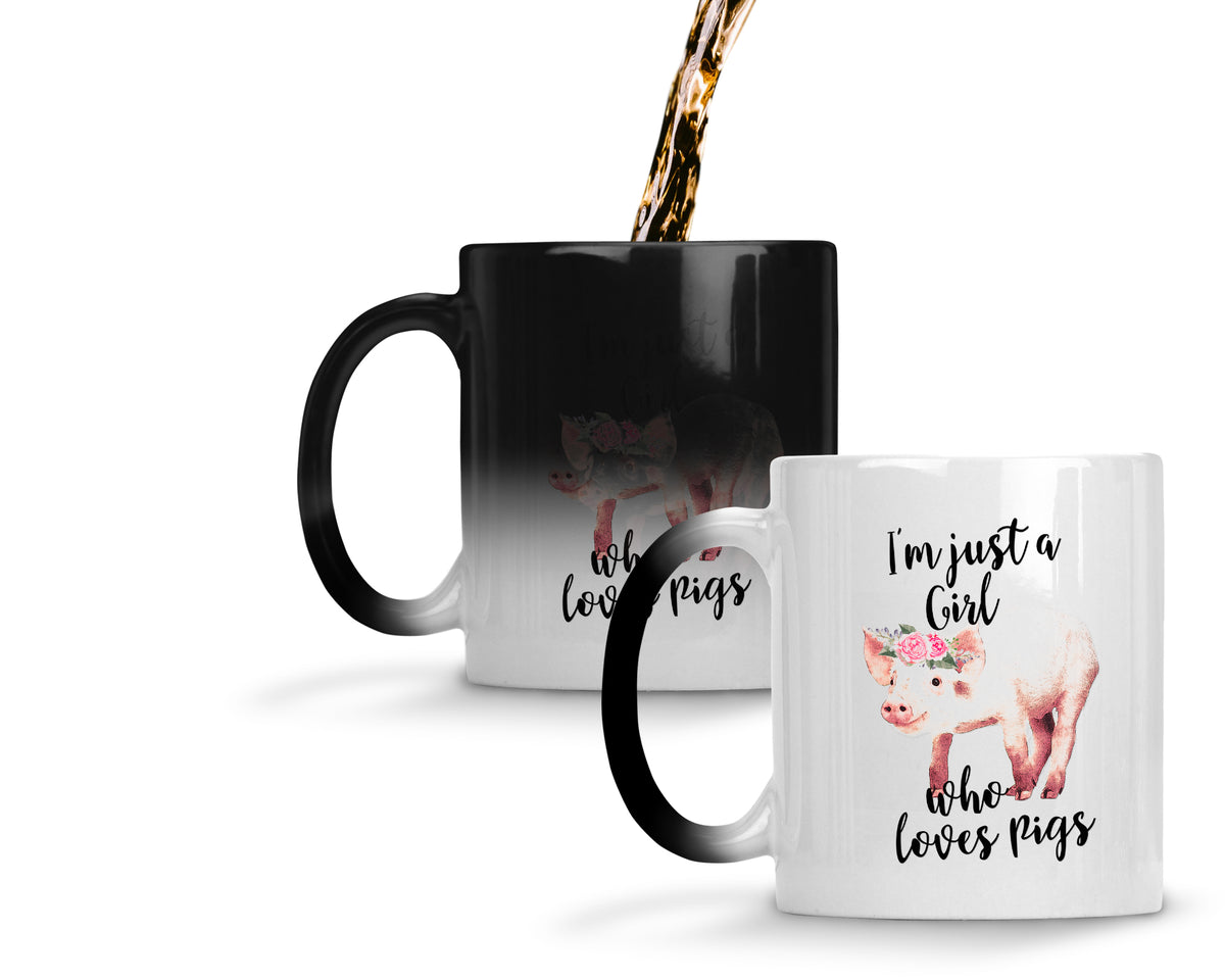 I am just a girl who love pigs 11oz magic color changing mug - pig lovers mug gift